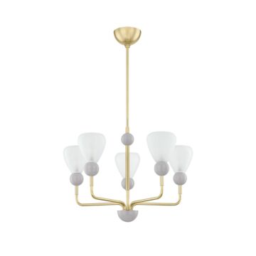 Doreen  Chandelier in Aged Brass Soft Peignoir by Mitzi