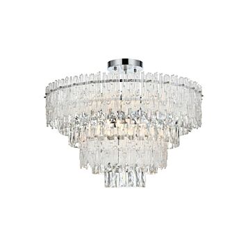 Emilia  Flush Mount in Chrome And Clear by Elegant Lighting