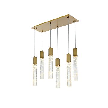Aurora  Pendant in Satin Gold And Clear by Elegant Lighting