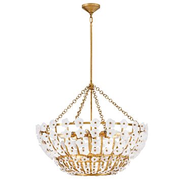 Azalea LED Chandelier in Distressed Brass by Fredrick Ramond