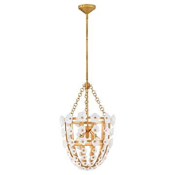Azalea LED Pendant in Distressed Brass by Fredrick Ramond
