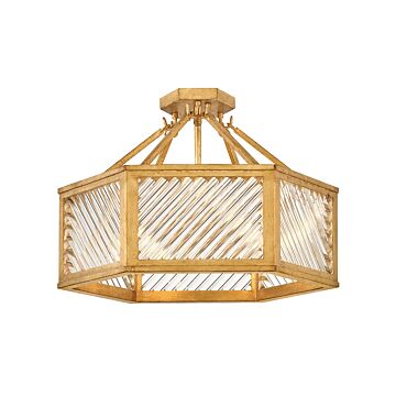 Sura LED Semi Flush Mount in Distressed Brass by Hinkley