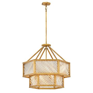 Sura LED Chandelier in Distressed Brass by Hinkley
