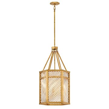 Sura LED Pendant in Distressed Brass by Hinkley