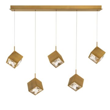 Ice Cube LED Chandelier in Aged Brass by W.A.C. Lighting
