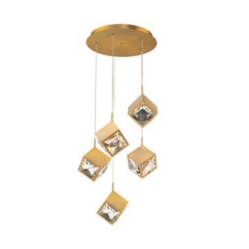 Ice Cube LED Chandelier in Aged Brass by W.A.C. Lighting