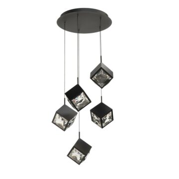 Ice Cube LED Chandelier in Black by W.A.C. Lighting