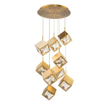 Ice Cube LED Chandelier in Aged Brass by W.A.C. Lighting