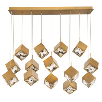 Ice Cube LED Chandelier in Aged Brass by W.A.C. Lighting