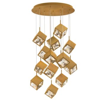 Ice Cube LED Chandelier in Aged Brass by W.A.C. Lighting