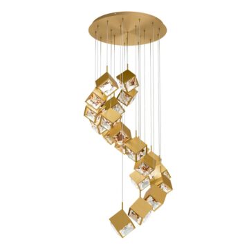 Ice Cube LED Chandelier in Aged Brass by W.A.C. Lighting