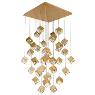 Ice Cube LED Chandelier in Aged Brass by W.A.C. Lighting