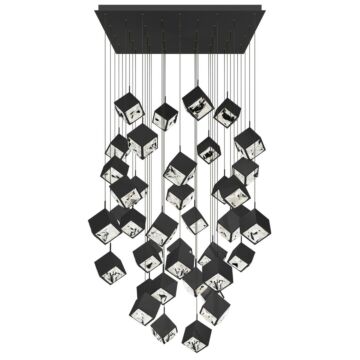 Ice Cube LED Chandelier in Black by W.A.C. Lighting