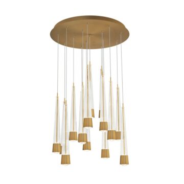 Quill LED Chandelier in Aged Brass by W.A.C. Lighting