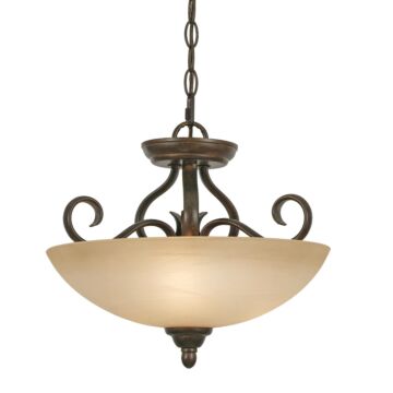 Riverton PC Three Light Semi Flush Mount in Peppercorn by Golden