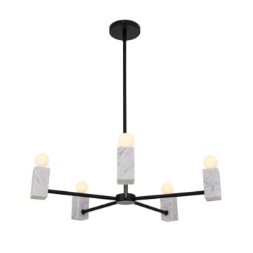 Quadra Five Light Pendant in Matte Black by Kalco