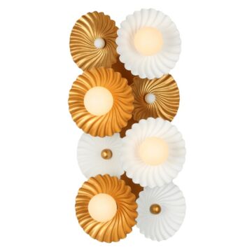 Damask Four Light Wall Sconce in White and Vintage Brass by Kalco