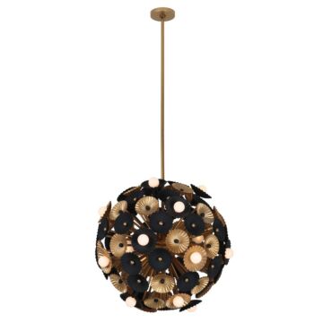 Damask 28 Light Pendant in Black and Vintage Brass by Kalco