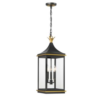 Simpson  Outdoor Pendant in Matte Black Textured Gold by Crystorama