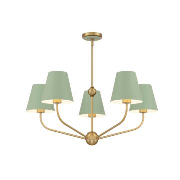 Xavier  Chandelier in Vibrant Gold + Green by Crystorama