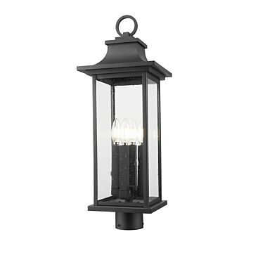 Tiberius  Outdoor Post Mount in Black by Z-Lite