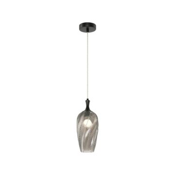 Eesha  Pendant in Matte Black + Smoked Glass by Matteo Lighting
