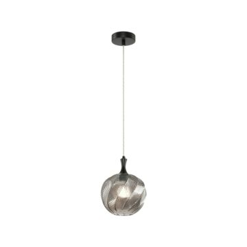 Eesha  Pendant in Matte Black + Smoked Glass by Matteo Lighting