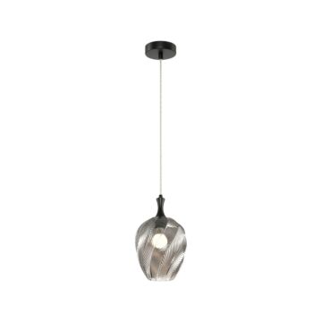 Eesha  Pendant in Matte Black + Smoked Glass by Matteo Lighting