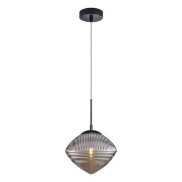 Maruna  Pendant in Matte Black + Smoked Glass by Matteo Lighting