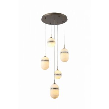 Sedona  Pendant in Alabaster   Aged Brass by Avenue Lighting