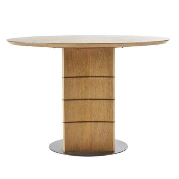 Vetralla Dining Table in Oyster Oak Veneer Antique Brass by Arteriors