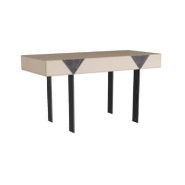 Taro Desk in Dove Gray Leather Bronze by Arteriors
