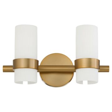 Sojourn  Bathroom Vanity Light in Brushed Brass by Quorum