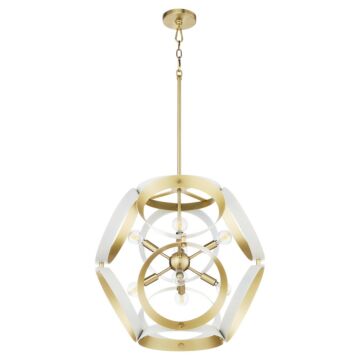 Domain  Pendant in Studio White  Aged Brass by Quorum