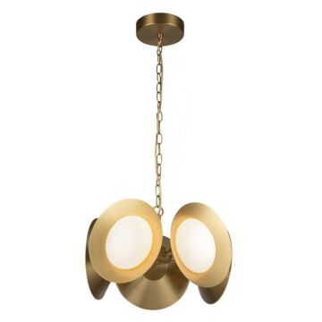 Cleo LED Chandelier in Brushed Gold Opal Glass by Kuzco
