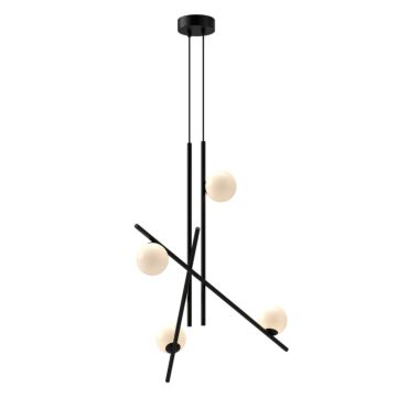 Amara LED Chandelier in Black Glossy Opal Glass by Kuzco Lighting