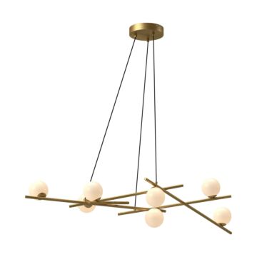 Amara LED Chandelier in Brushed Gold Glossy Opal Glass by Kuzco Lighting