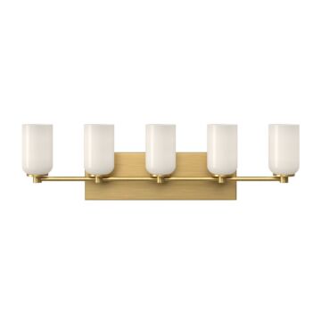 Nola  Bathroom Vanity Light in Brushed Gold Glossy Opal Glass by Kuzco Lighting
