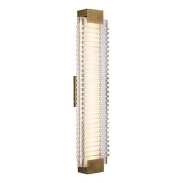 Alai LED Wall Bathroom Vanity Light in Vintage Brass Ribbed Glass by Alora