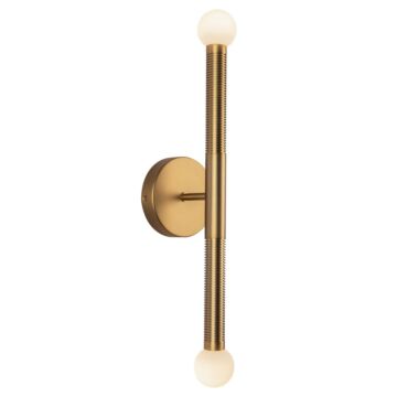 Arden LED Wall Bathroom Vanity Light in Brushed Gold Opal Glass by Alora