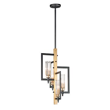 Flambeau Four Light Chandelier in Black   Antique Brass by Maxim