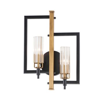 Flambeau Two Light Wall Sconce in Black   Antique Brass by Maxim