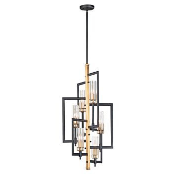 Flambeau Six Light Chandelier in Black   Antique Brass by Maxim