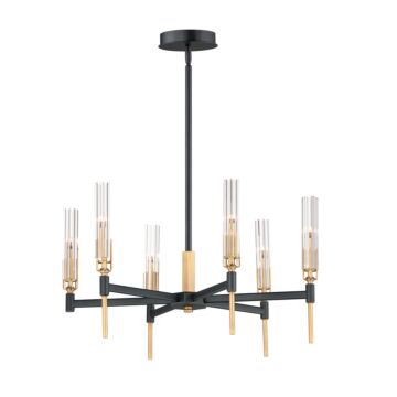 Maxim Flambeau 6 Light Transitional Chandelier in Black and Antique Brass