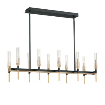 Flambeau LED Linear Chandelier in Black   Antique Brass by Maxim