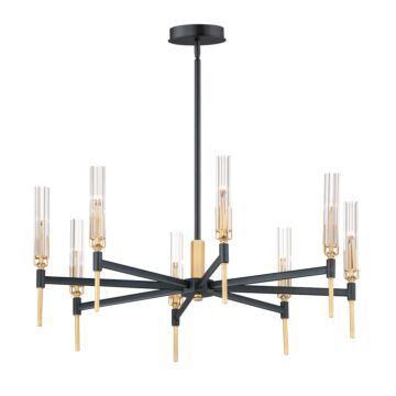 Maxim Flambeau 8 Light Transitional Chandelier in Black and Antique Brass