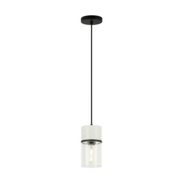Marmor  Pendant in Matte Black + White Marble by Matteo Lighting
