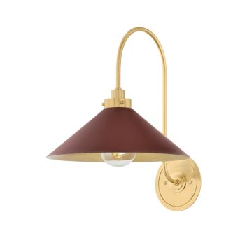 Clivedon  Wall Sconce in Aged Brass Soft Crimson by Hudson Valley