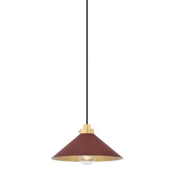 Clivedon  Pendant in Aged Brass Soft Crimson by Hudson Valley