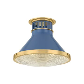 Highclere  Flush Mount in Aged Brass Soft French Blue by Hudson Valley